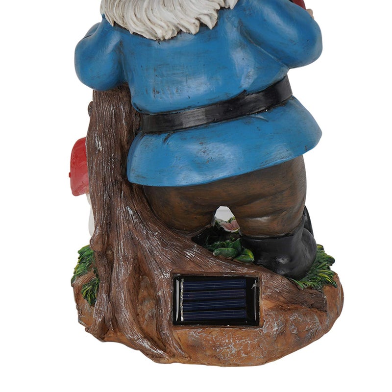 Topadorn Garden Gnome Statue LED Light Solar Energy Gnome Figurine with Ladybug on Hand Mushroom for House, Lawn Decor 11 Inch - Image 5